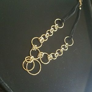 Lia Sophia leather strap gold necklace